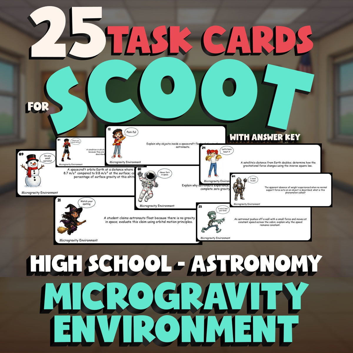 Microgravity Environment SCOOT TASK CARDS Science Game - No Prep Astronomy