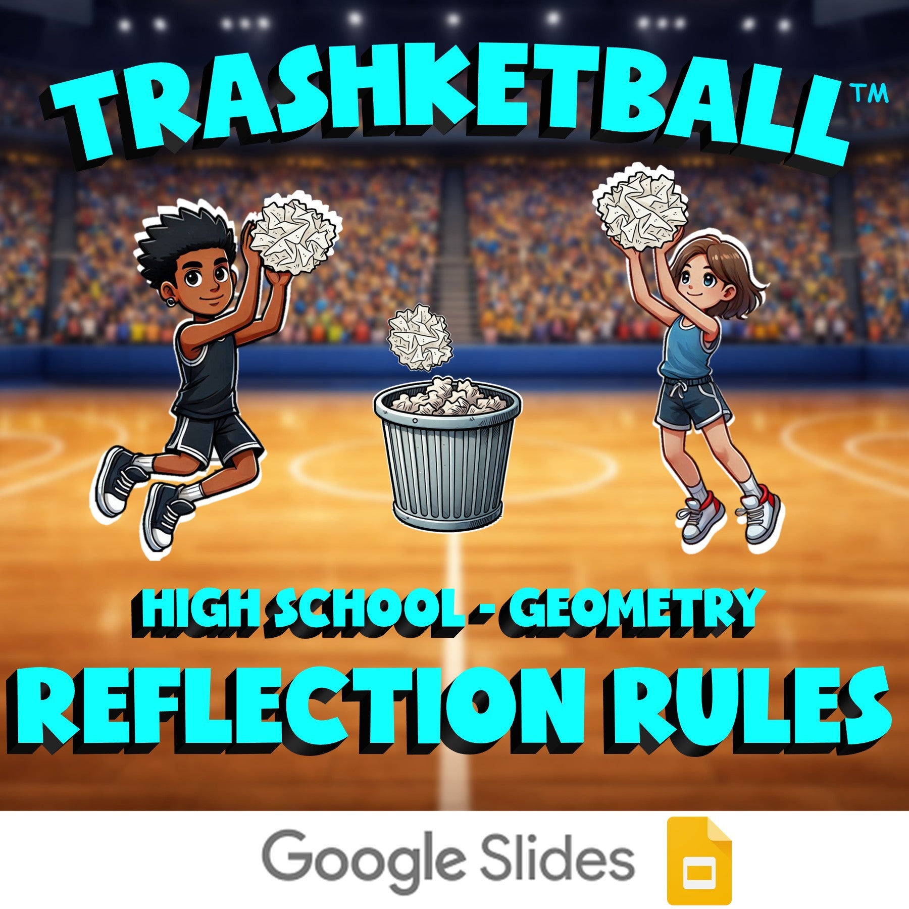 Reflection Rules TRASHKETBALL Math Game - No Prep Geometry Review Activity