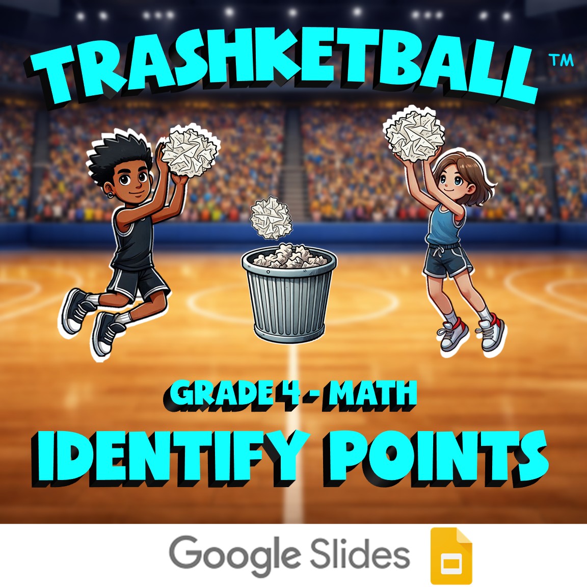 Identify Points TRASHKETBALL Math Game - No Prep Grade 4 Review Activity