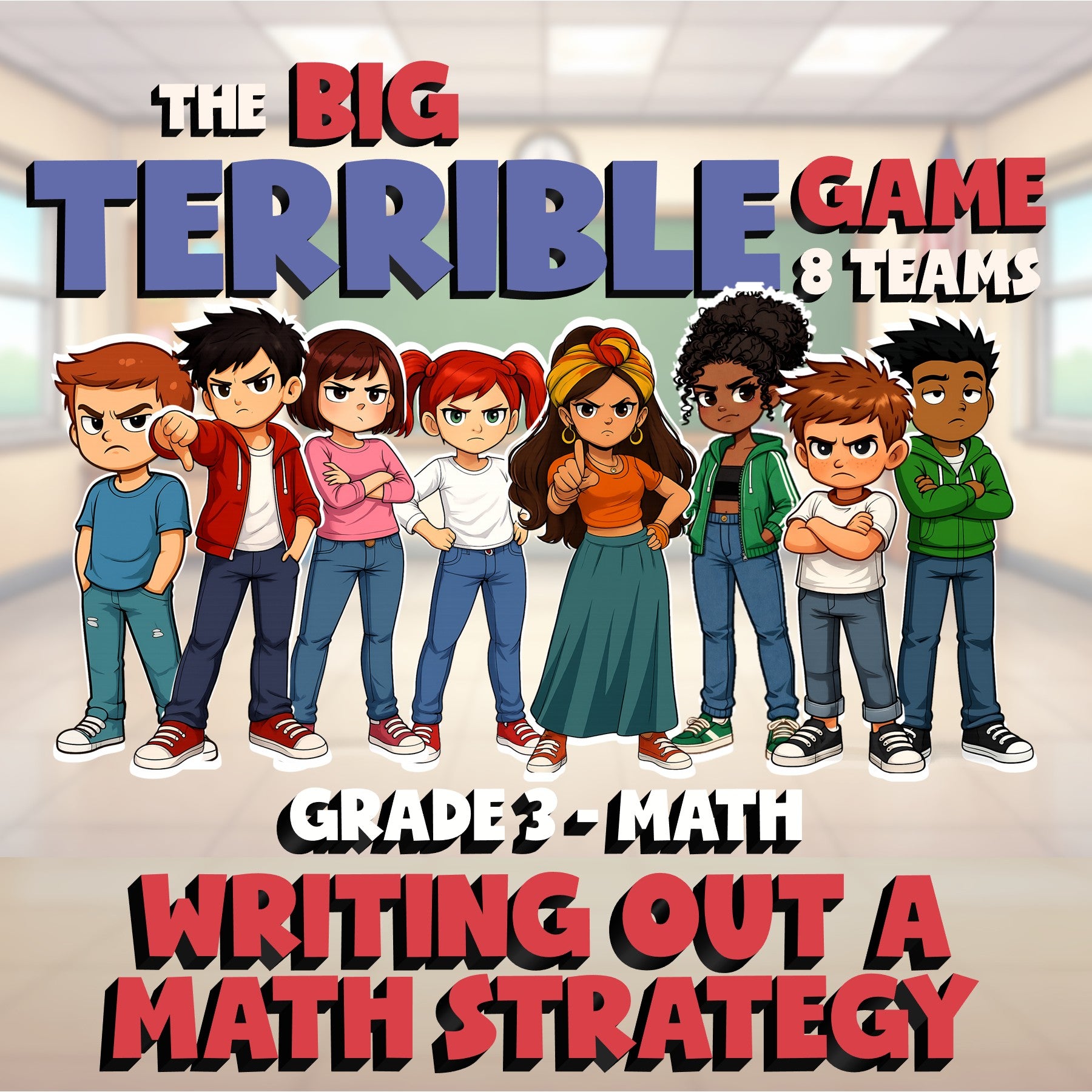 Writing Out a Math Strategy BIG TERRIBLE GAME - No Prep Grade 3 Math Review