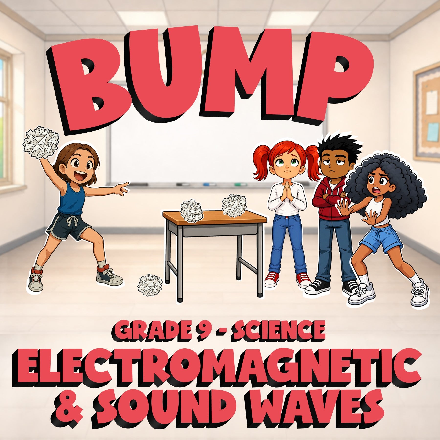 Electromagnetic & Sound Waves BUMP Science Game - No Prep Grade 9 Review