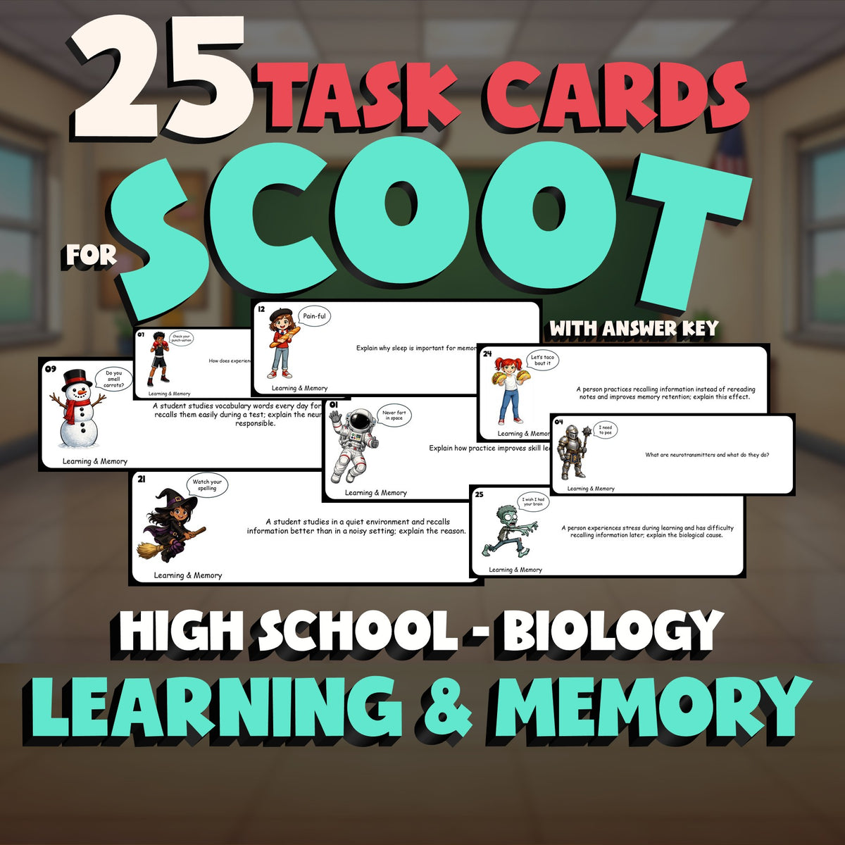 Learning & Memory SCOOT TASK CARDS Science Game - No Prep Biology Review