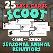 Seasonal Animal Behaviors SCOOT TASK CARDS Science Game - No Prep Grade 4 Review