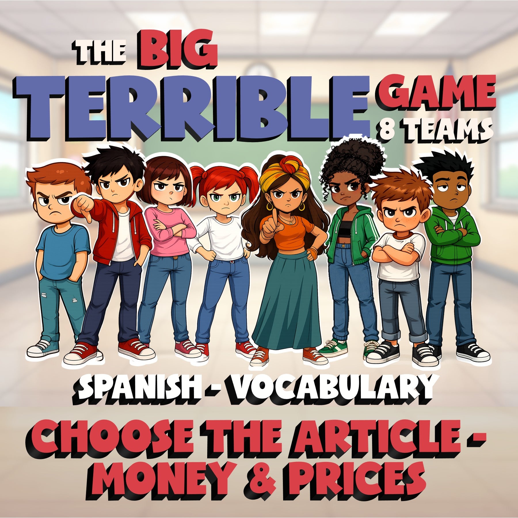 Choose The Article - Money & Prices BIG TERRIBLE GAME - No Prep Spanish Exercise