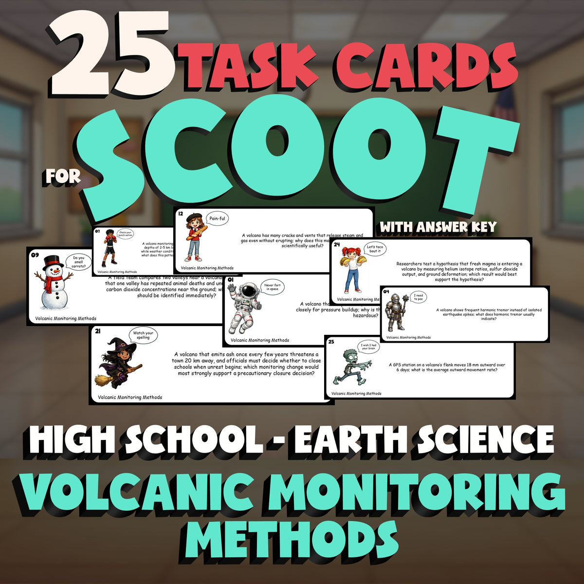 Volcanic Monitoring Methods SCOOT TASK CARDS Game - No Prep Earth Science Review