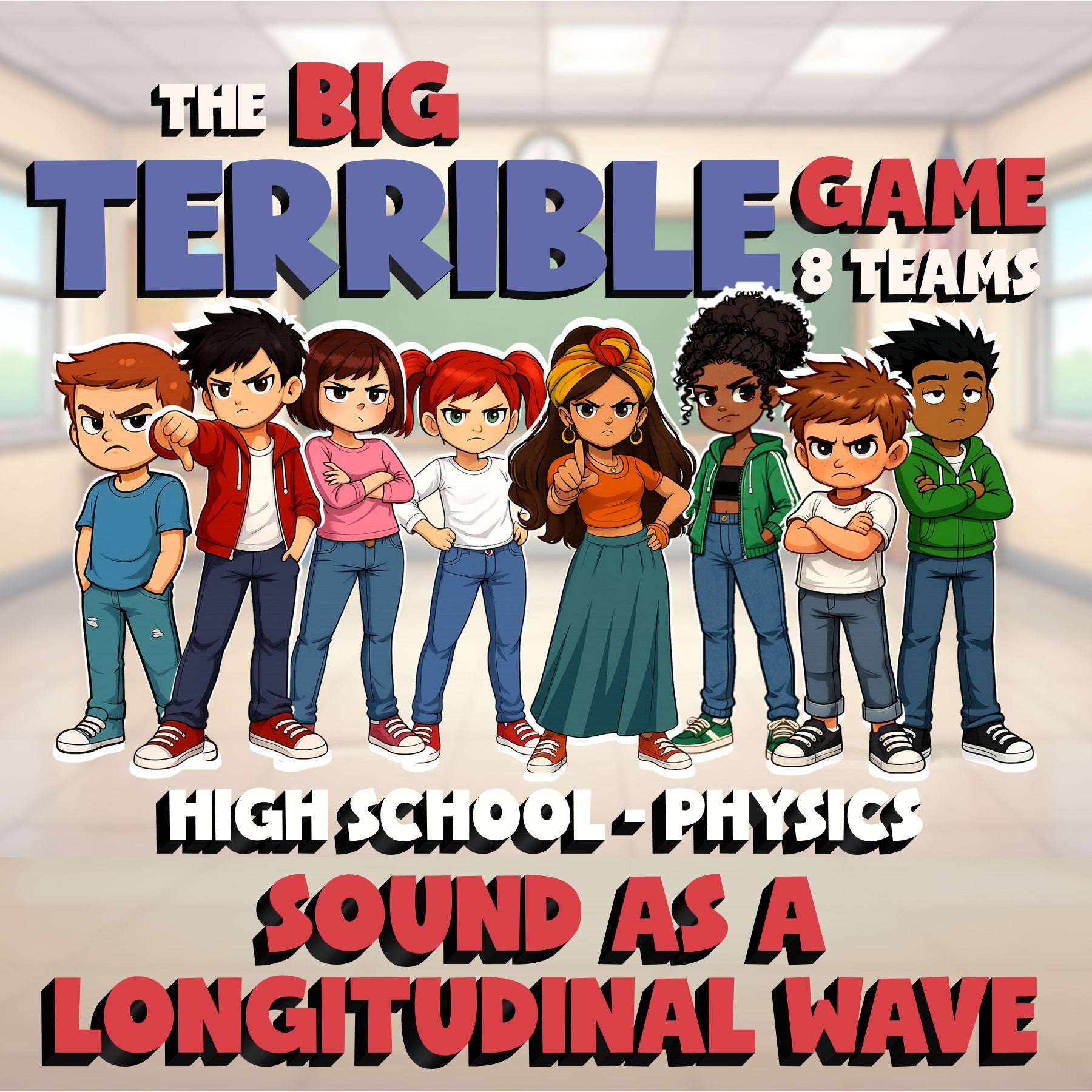 Sound as a Longitudinal Wave BIG TERRIBLE GAME - No Prep Physics Science Review