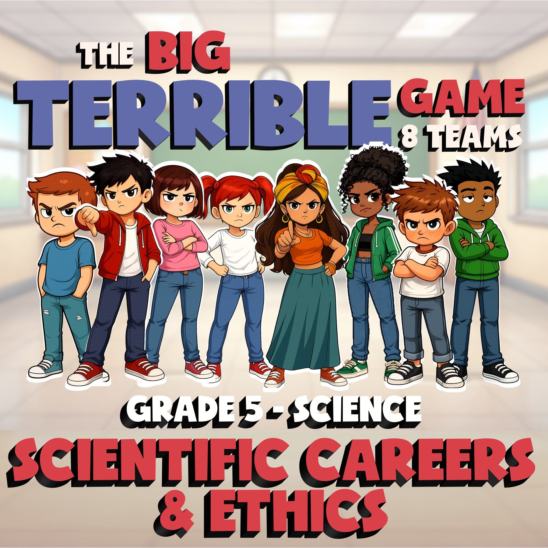 Scientific Careers & Ethics BIG TERRIBLE GAME - No Prep Grade 5 Science Review