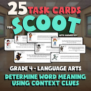 Determine Word Meaning Using Context Clues SCOOT TASK CARDS ELA Game - Grade 4