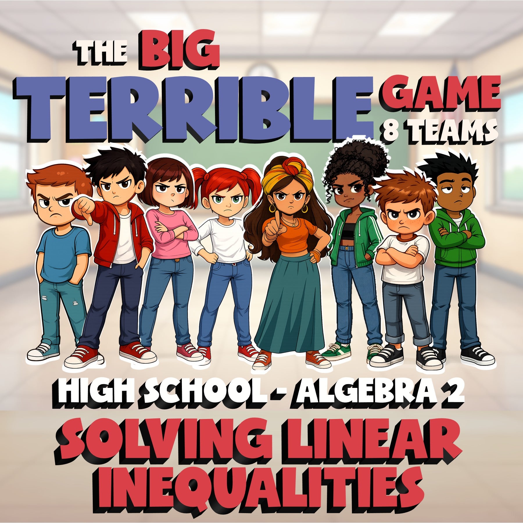 Solving Linear Inequalities BIG TERRIBLE GAME - No Prep Algebra 2 Math Review
