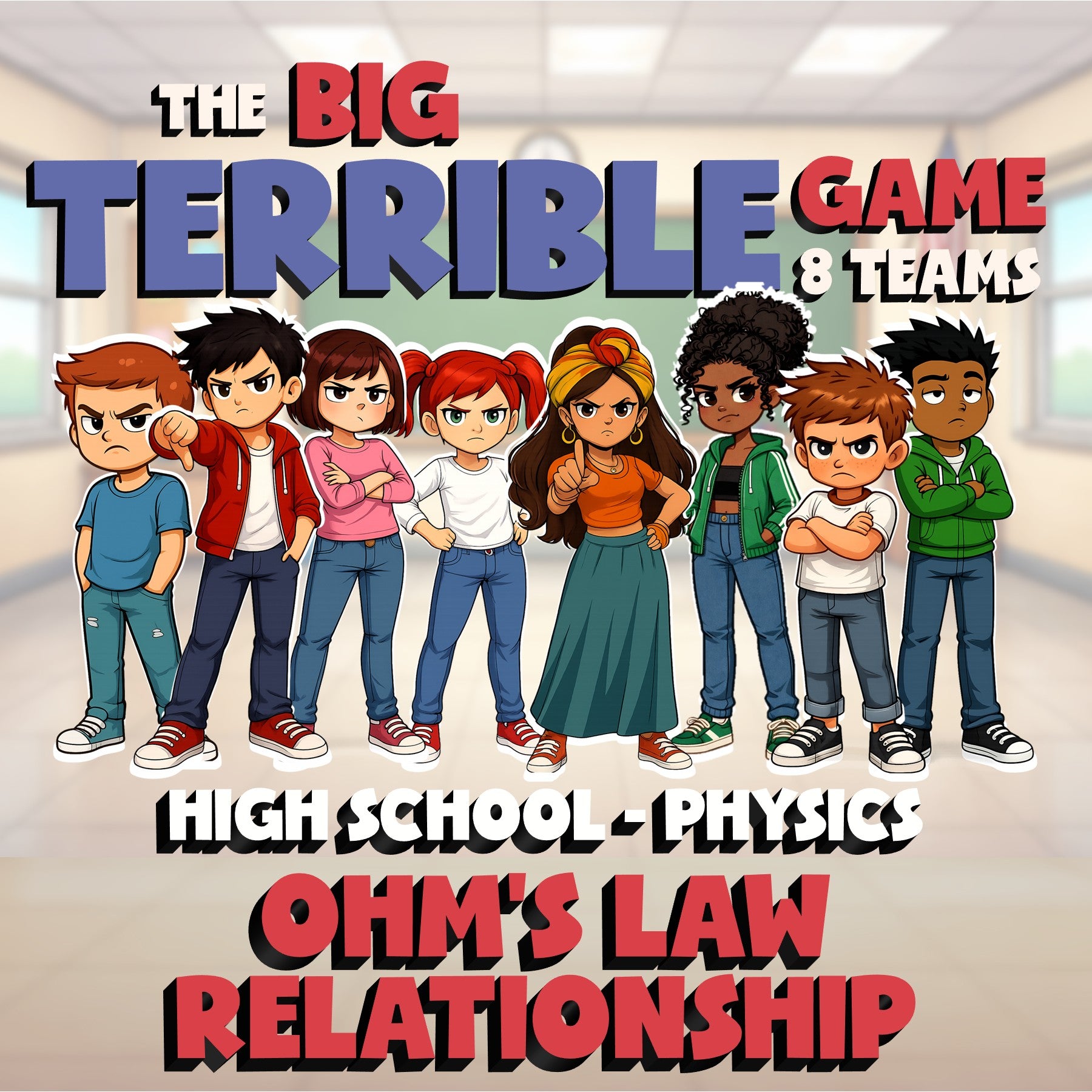 Ohm’s Law Relationship BIG TERRIBLE GAME - No Prep Physics Science Review