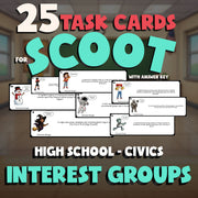 Interest Groups SCOOT TASK CARDS Civics Game - No Prep Review Activity