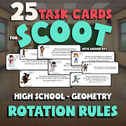 Rotation Rules SCOOT TASK CARDS Math Game - No Prep Geometry Review Activity