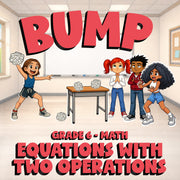 Equations with Two Operations BUMP Math Game - No Prep Grade 6 Review Activity
