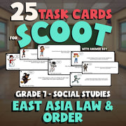 East Asia Law & Order SCOOT TASK CARDS Socials Game - No Prep Grade 7 Review