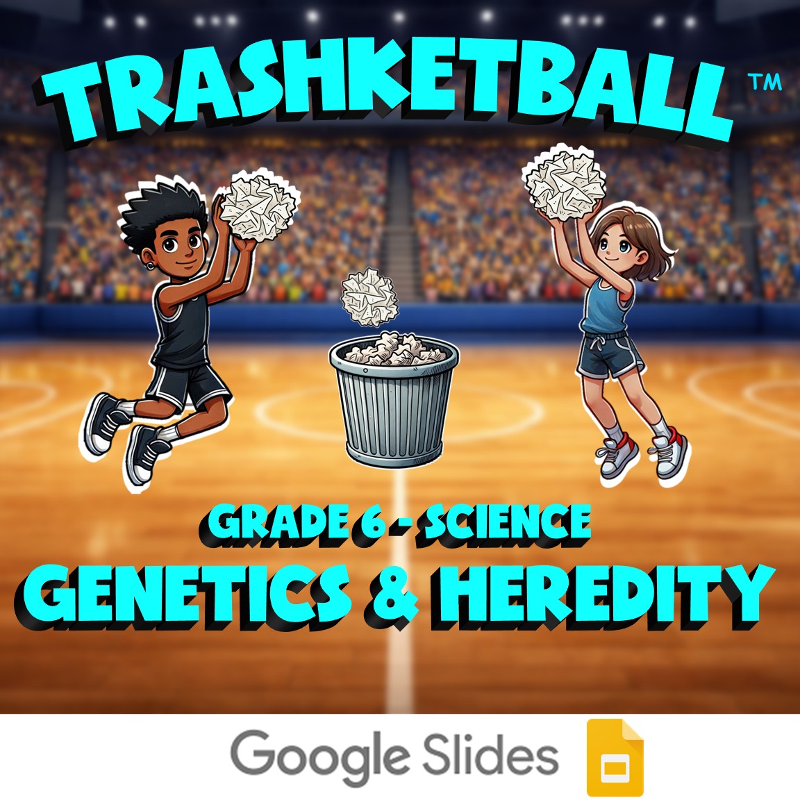 Genetics & Heredity TRASHKETBALL Science Game - No Prep Grade 6 Review Activity