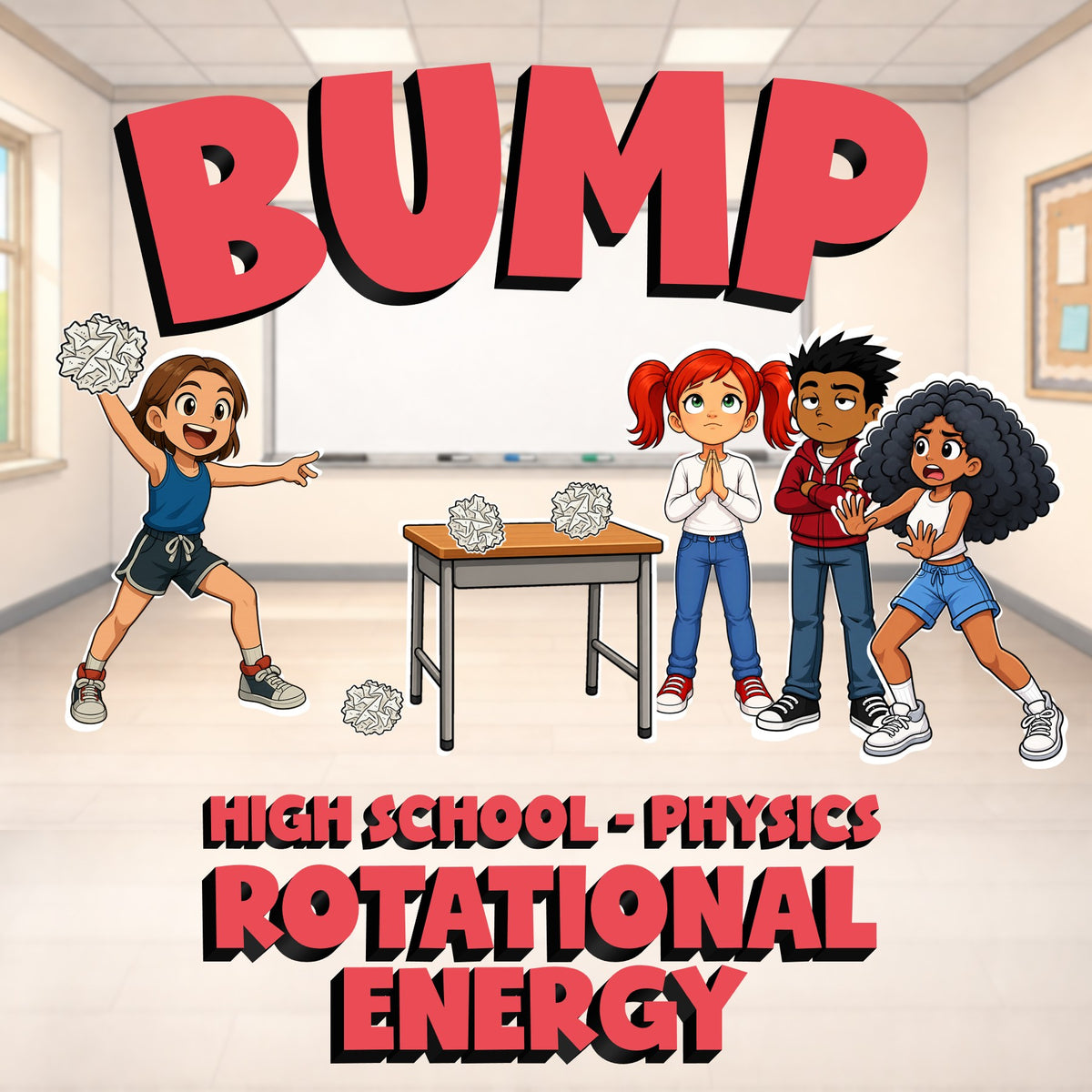 Rotational Energy BUMP Science Game - No Prep Physics Review Activity