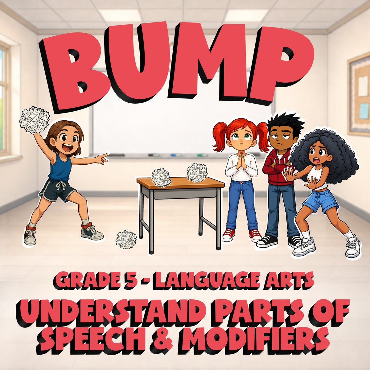 Understand Parts of Speech & Modifiers BUMP ELA Game - No Prep Grade 5 Review