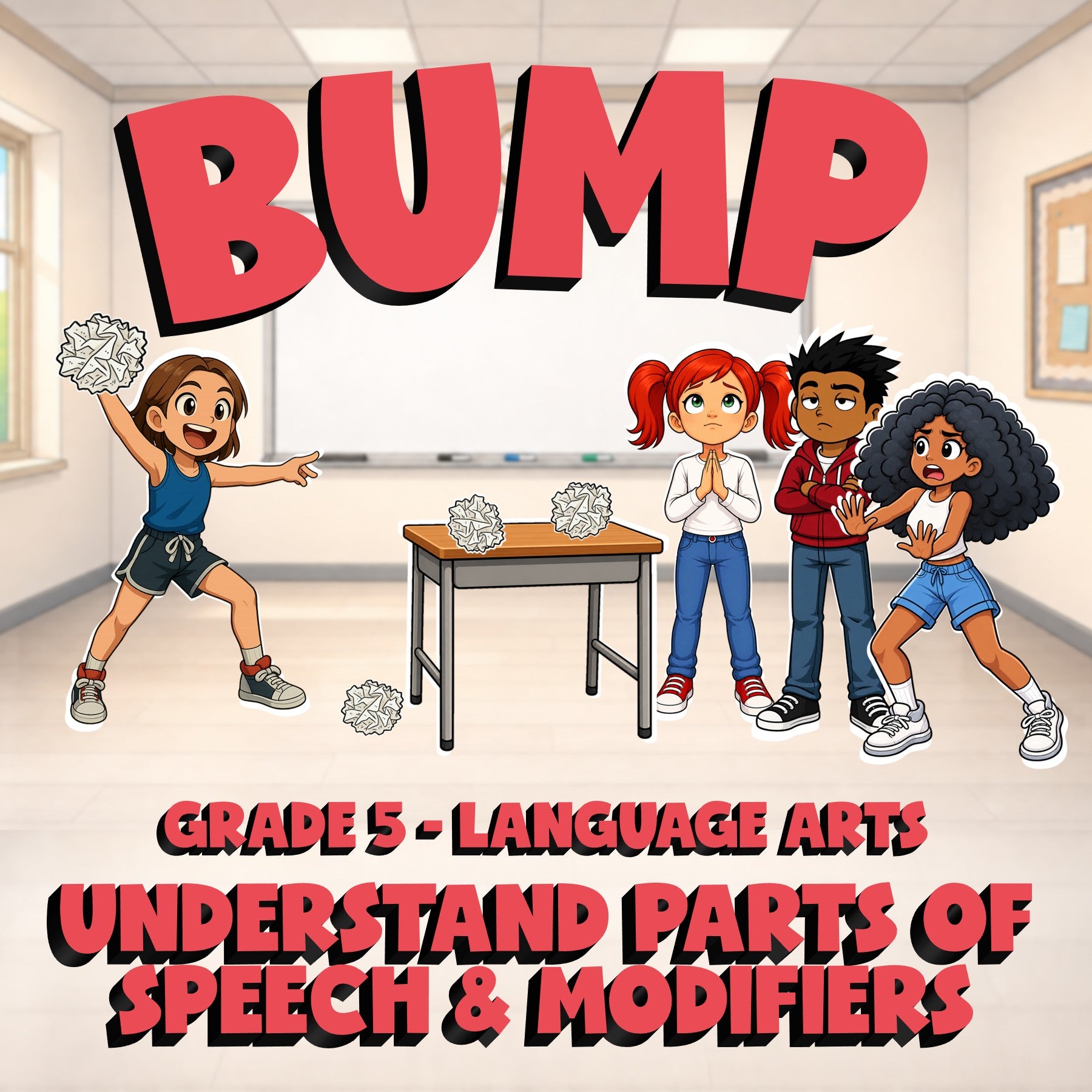 Understand Parts of Speech & Modifiers BUMP ELA Game - No Prep Grade 5 Review