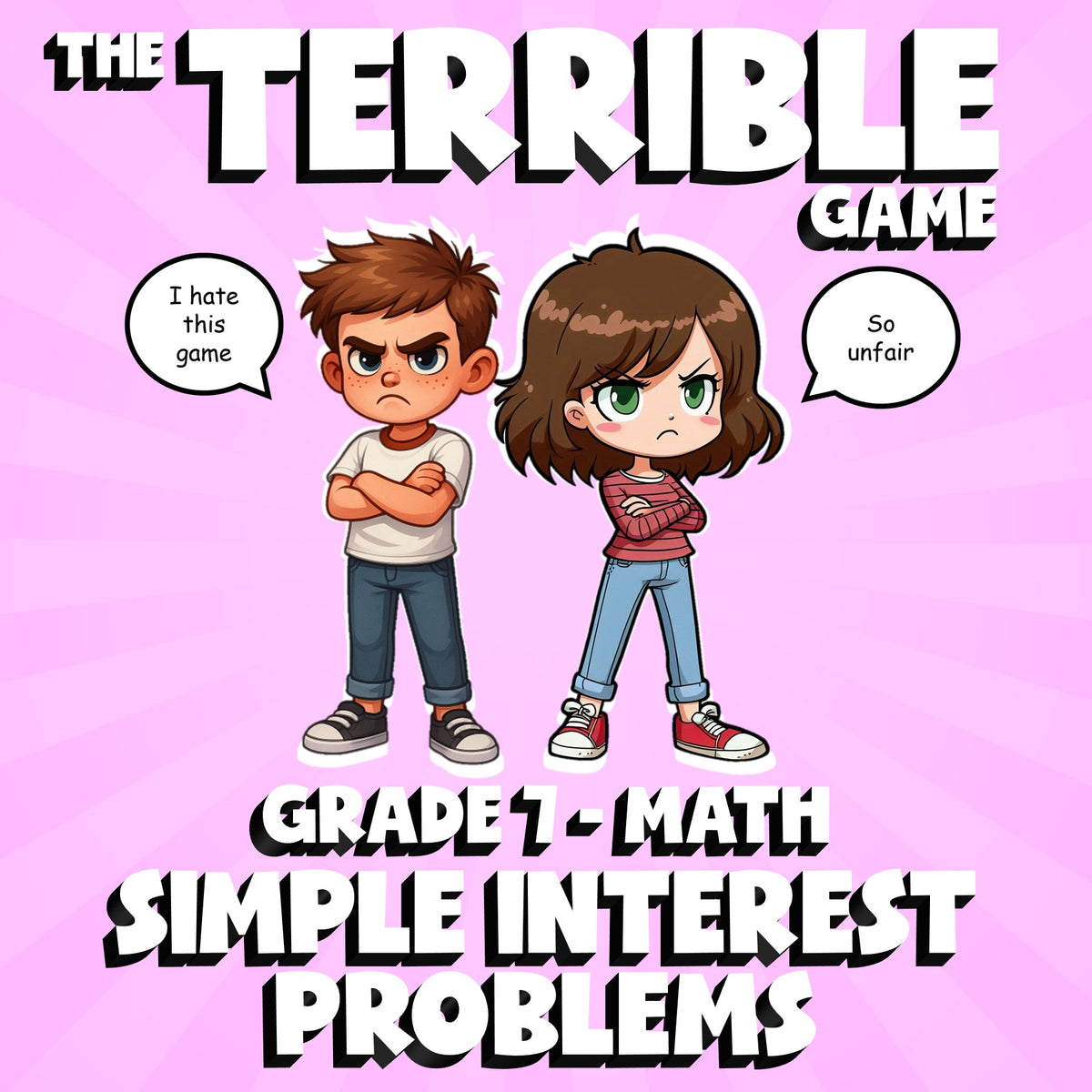 Simple Interest Problems THE TERRIBLE GAME - No Prep Grade 7 Math Review