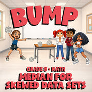 Median for Skewed Data Sets BUMP Math Game - No Prep Grade 8 Review Activity