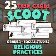 Religious Practices SCOOT TASK CARDS Socials Game - No Prep Grade 3 Review