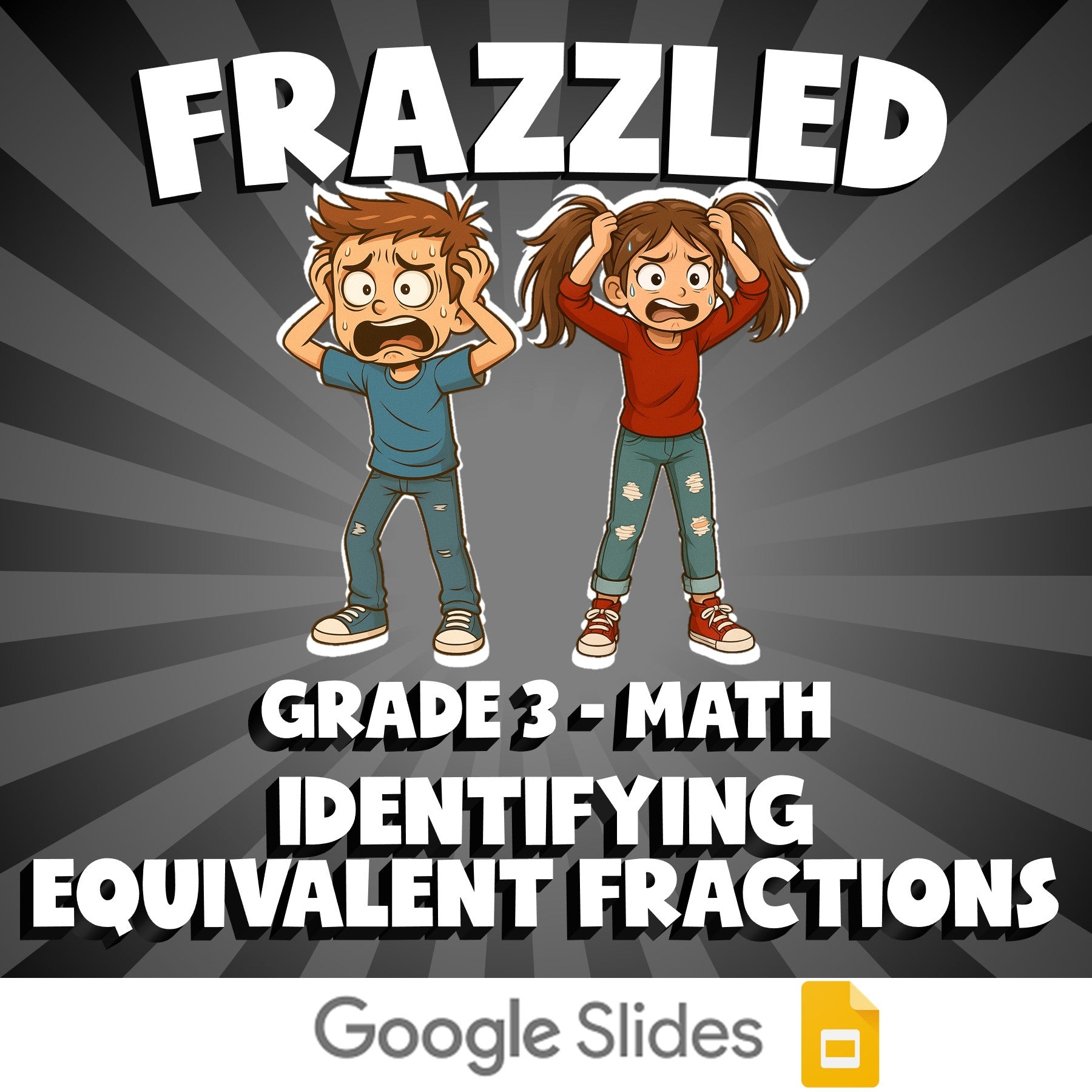Identifying Equivalent Fractions FRAZZLED Math Game - No Prep Grade 3 Review