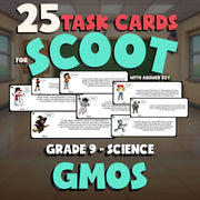 GMOs SCOOT TASK CARDS Science Game - No Prep Grade 9 Review Activity