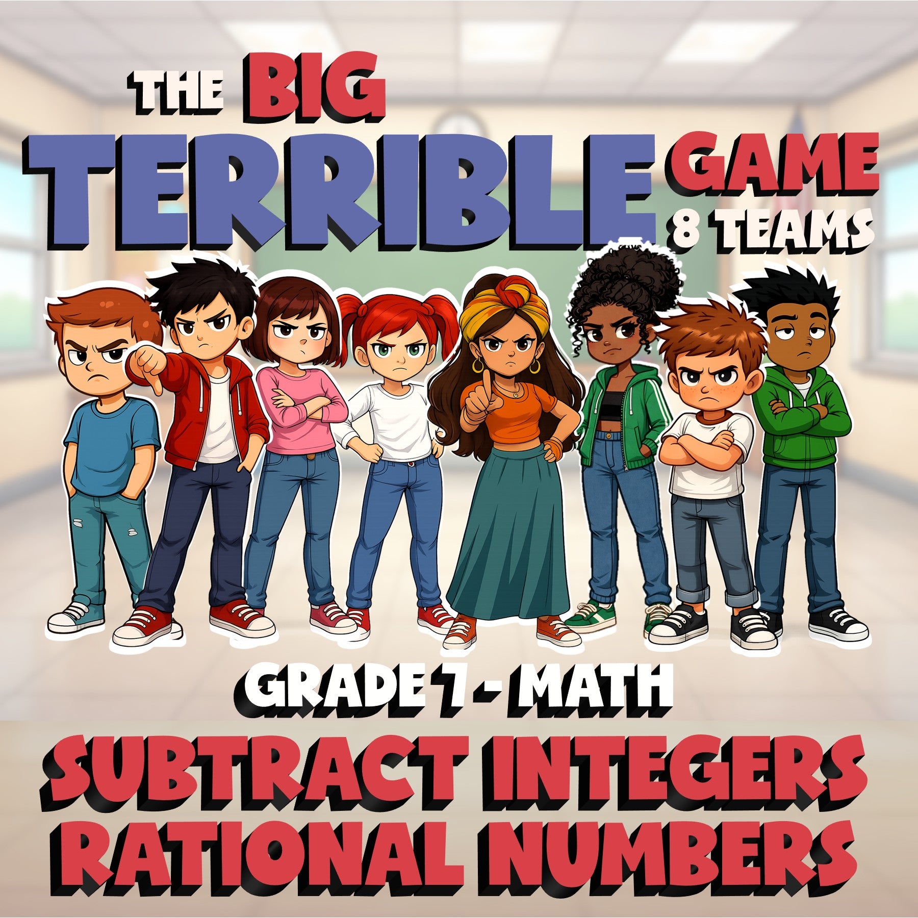 Subtract Integers Rational Numbers BIG TERRIBLE GAME - Grade 7 Math Review