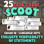 Evaluate Verifiability of Statements SCOOT TASK CARDS ELA Game - Grade 10
