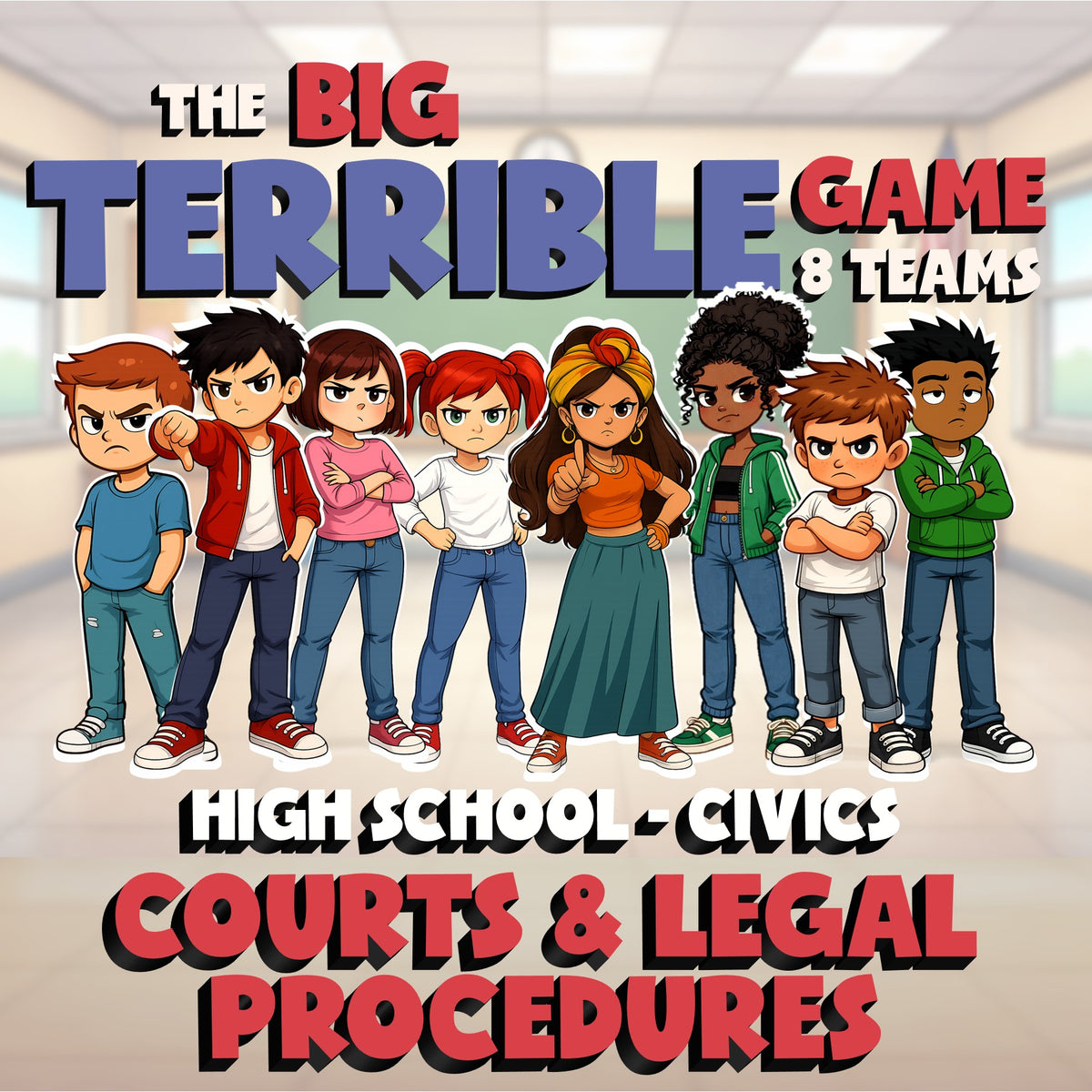 Courts & Legal Procedures BIG TERRIBLE GAME - No Prep Civics Review Activity