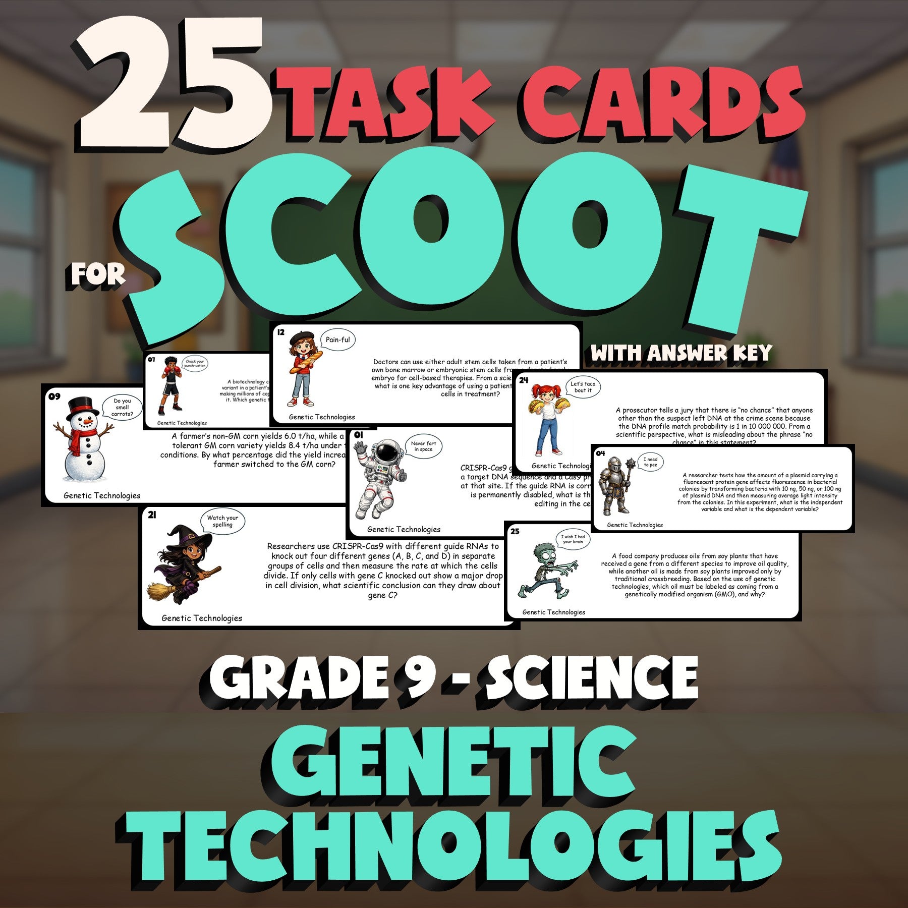 Genetic Technologies SCOOT TASK CARDS Science Game - No Prep Grade 9 Review