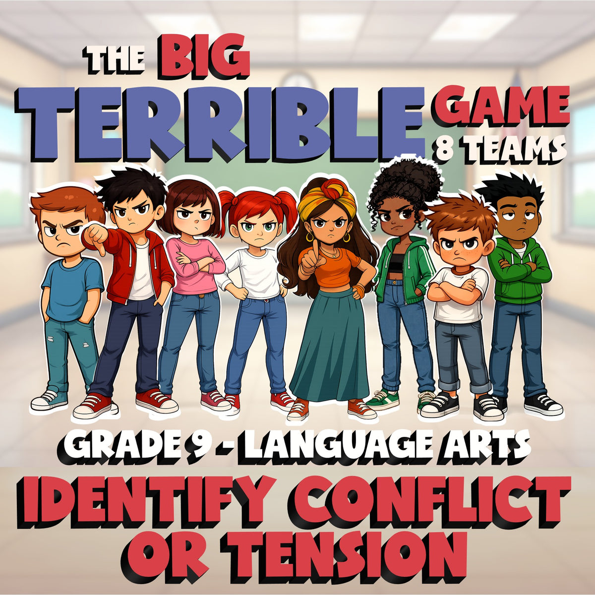 Identify Conflict or Tension BIG TERRIBLE GAME - No Prep Grade 9 ELA Review