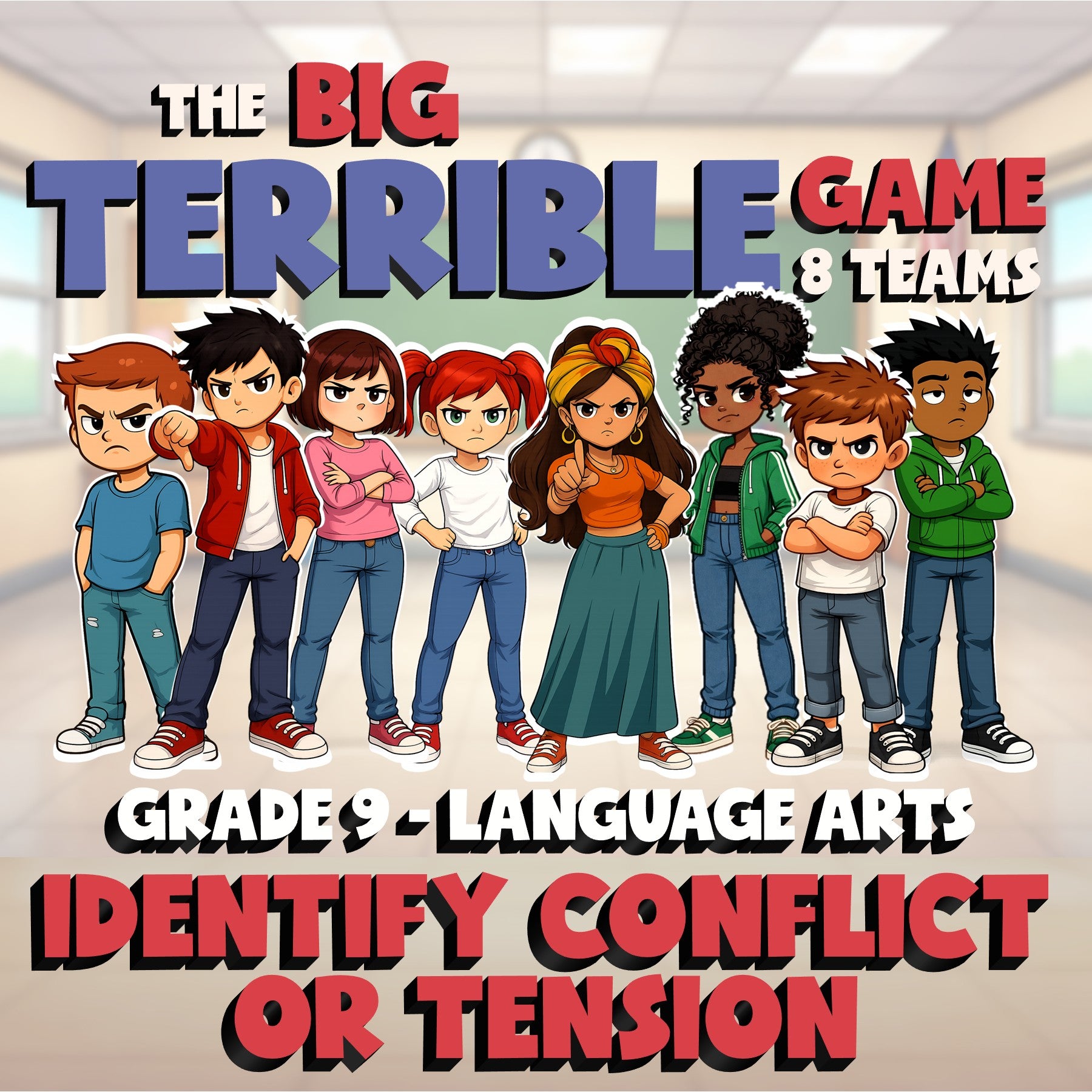 Identify Conflict or Tension BIG TERRIBLE GAME - No Prep Grade 9 ELA Review