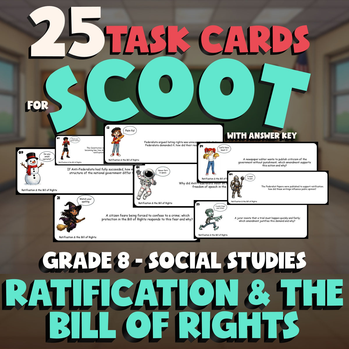 Ratification & the Bill of Rights SCOOT TASK CARDS Socials Game - Grade 8