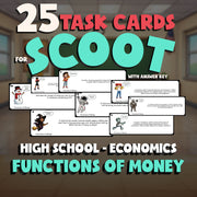 Functions of Money SCOOT TASK CARDS Economics Game - No Prep Review Activity