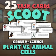 Plant vs. Animal Cells SCOOT TASK CARDS Science Game - No Prep Grade 9 Review