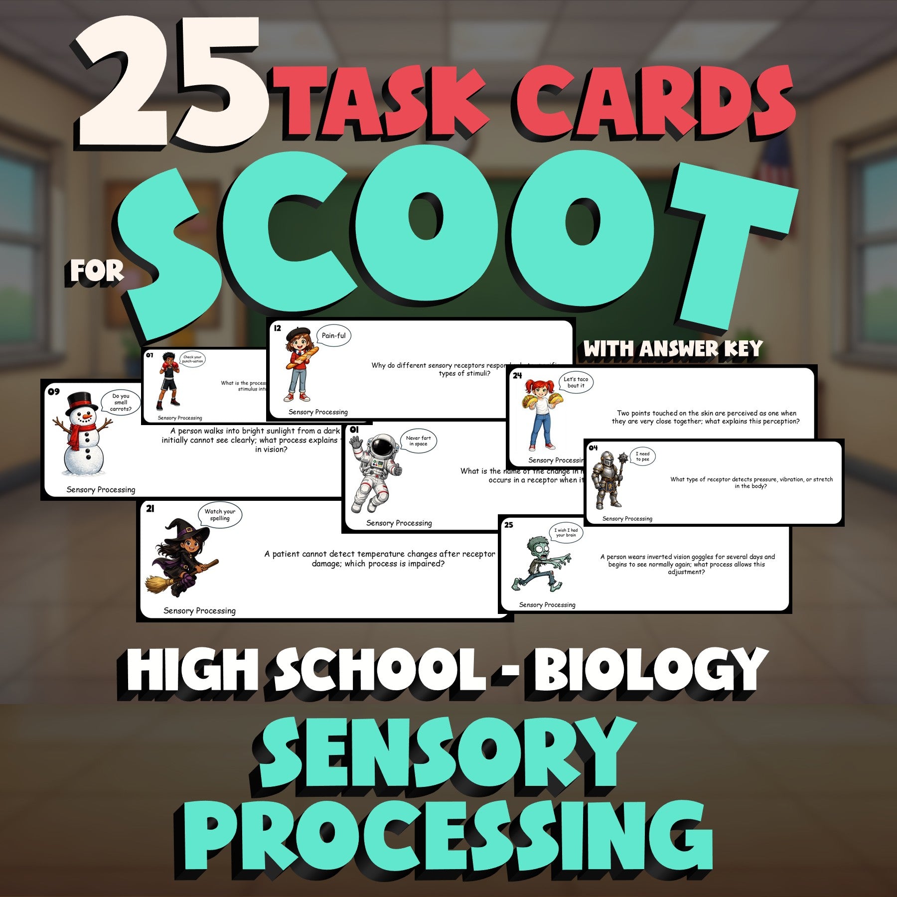 Sensory Processing SCOOT TASK CARDS Science Game - No Prep Biology Review