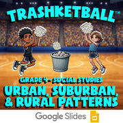 Urban, Suburban, & Rural Patterns TRASHKETBALL Socials Game - No Prep Grade 4