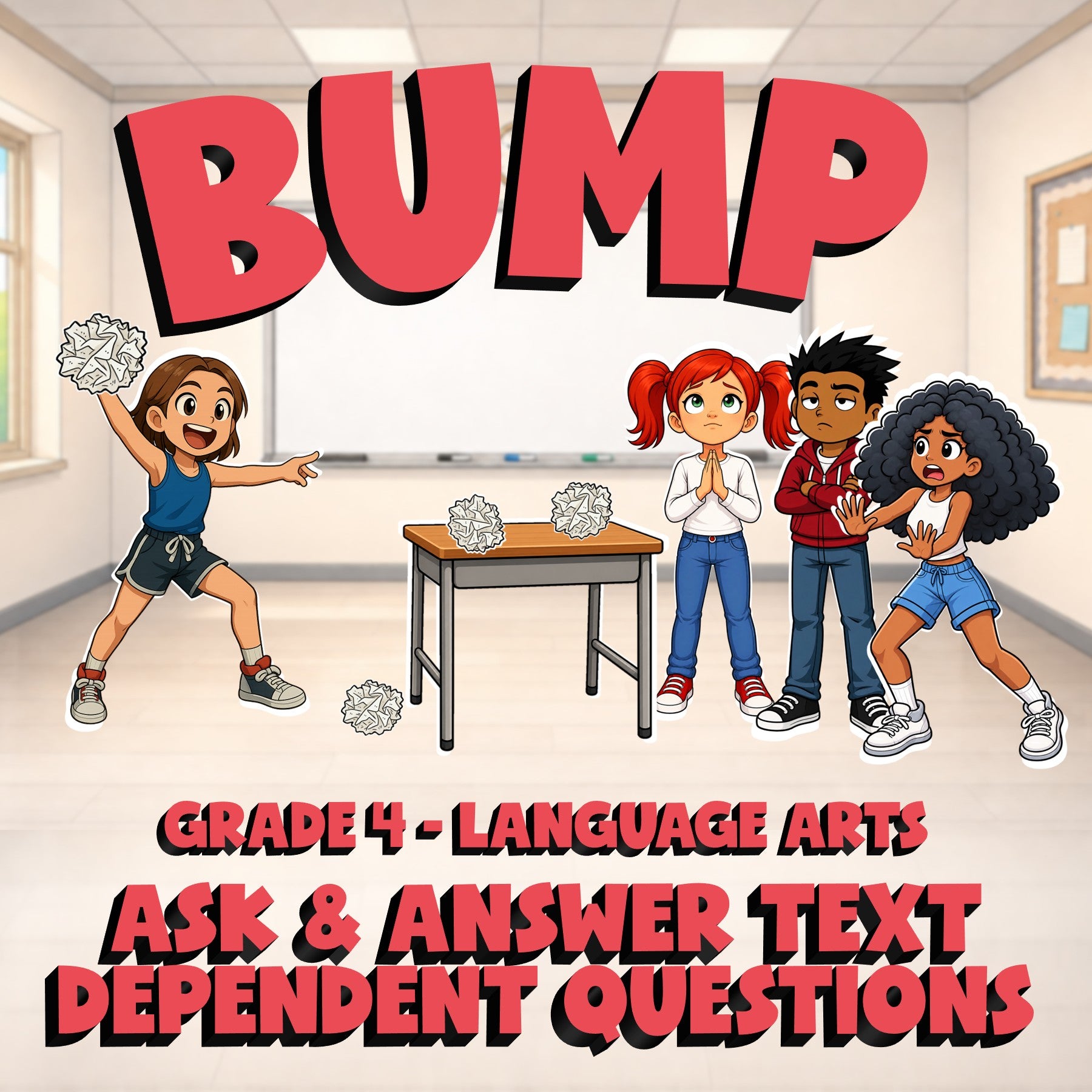 Ask & Answer Text Dependent Questions BUMP ELA Game - No Prep Grade 4 Review