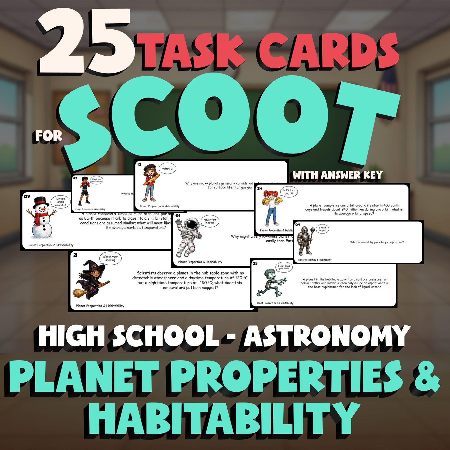 Planet Properties & Habitability SCOOT TASK CARDS Science Game - Astronomy