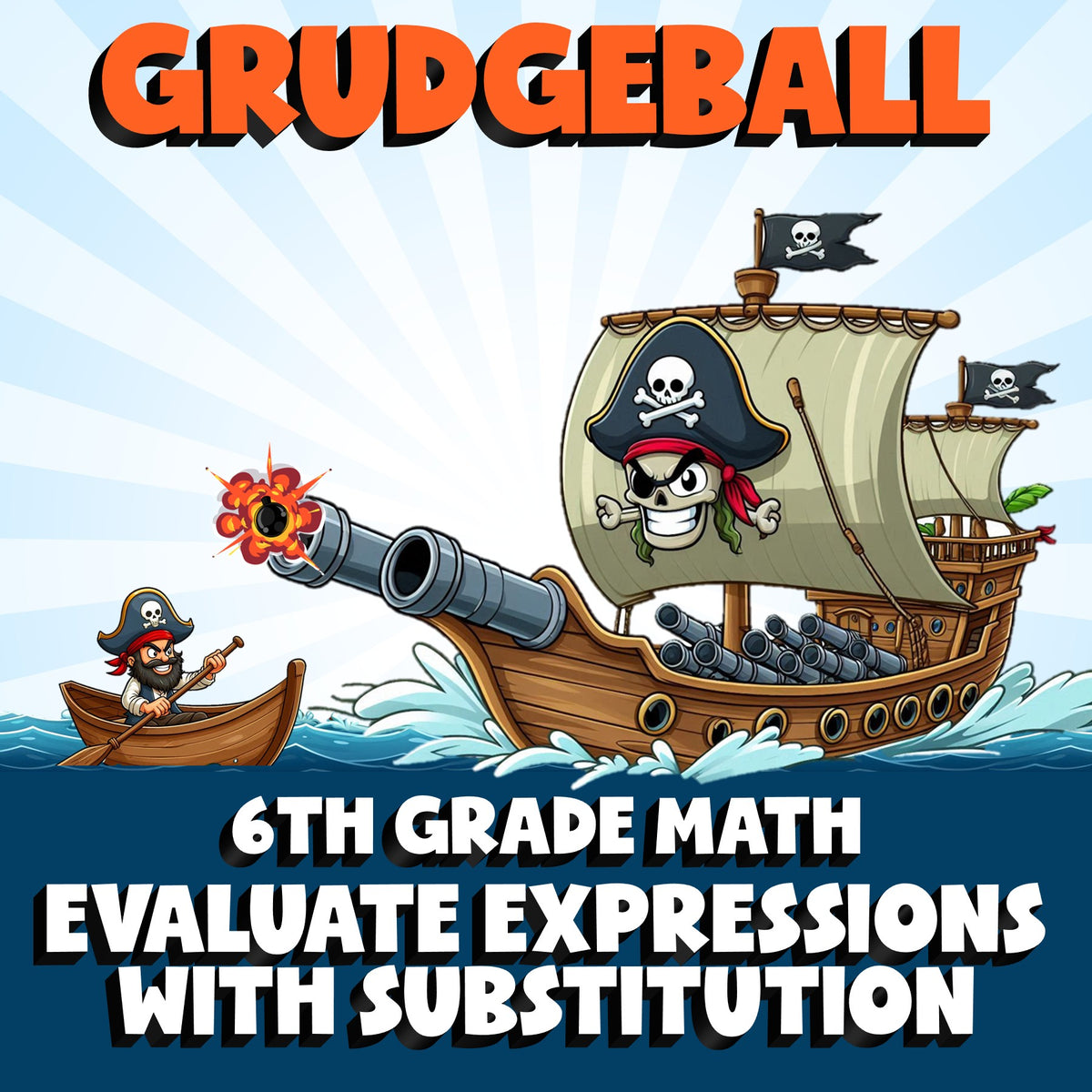 Evaluate Expressions with Substitution GRUDGEBALL Math Game - No Prep Grade 6