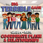 Coordinate Plane & Relationships BIG TERRIBLE GAME - No Prep Grade 6 Math Review