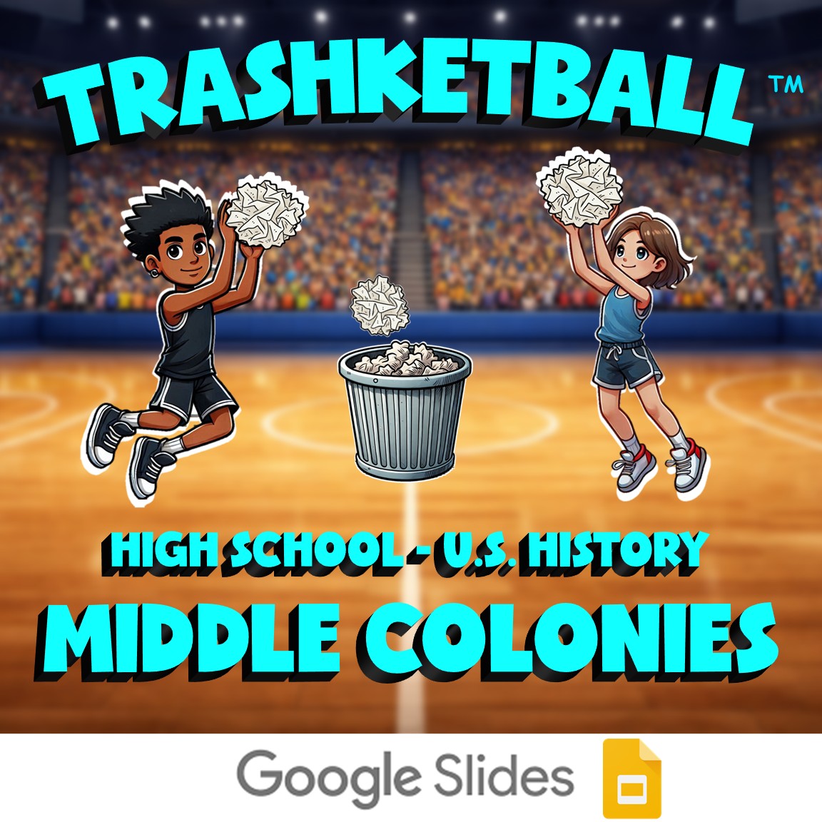 Middle Colonies TRASHKETBALL U.S. History Game - No Prep Review Activity