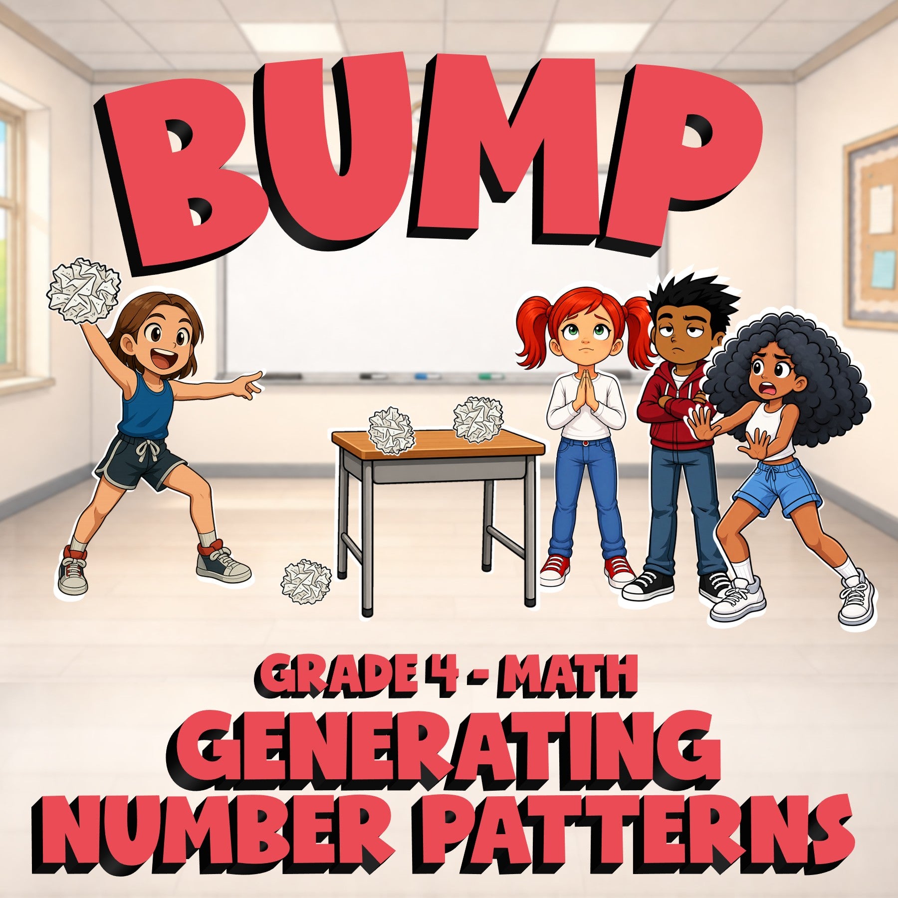 Generating Number Patterns BUMP Math Game - No Prep Grade 4 Review Activity