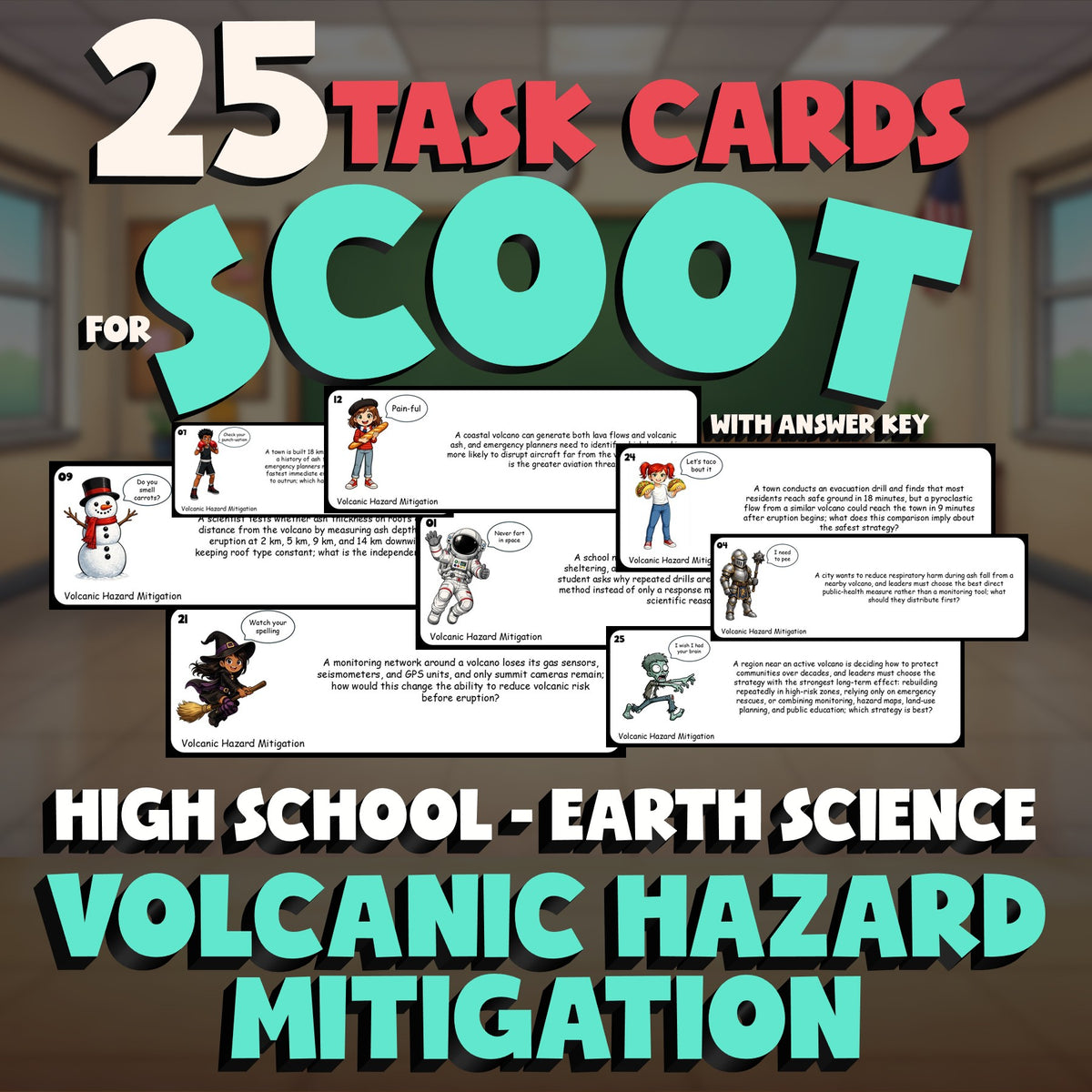 Volcanic Hazard Mitigation SCOOT TASK CARDS Game - No Prep Earth Science Review