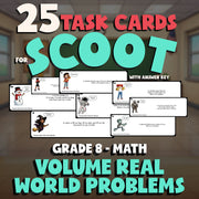 Volume Real World Problems SCOOT TASK CARDS Math Game - No Prep Grade 8 Review