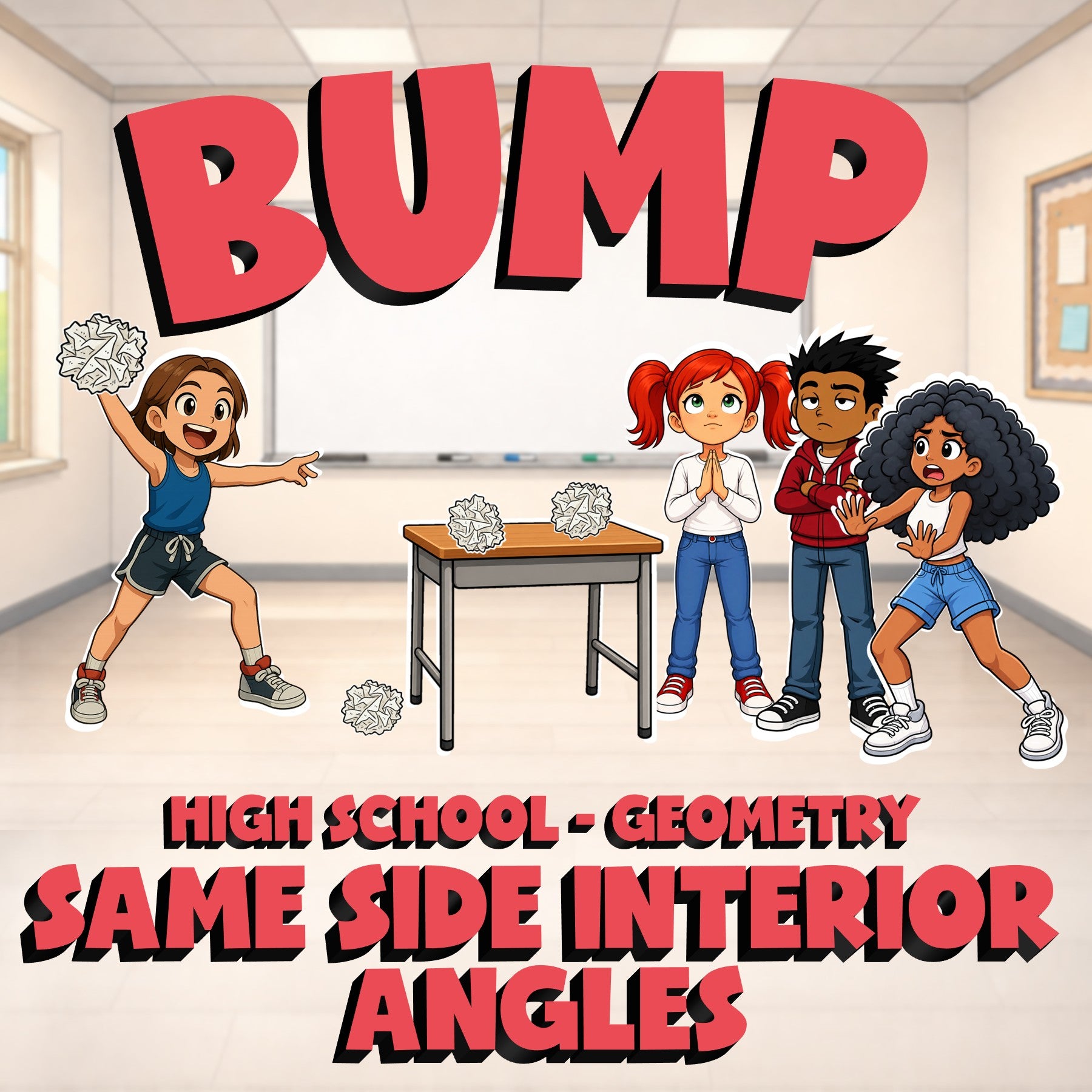 Same Side Interior Angles BUMP Math Game - No Prep Geometry Review Activity