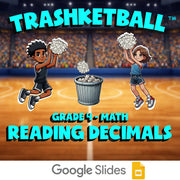 Reading Decimals TRASHKETBALL Math Game - No Prep Grade 4 Review Activity