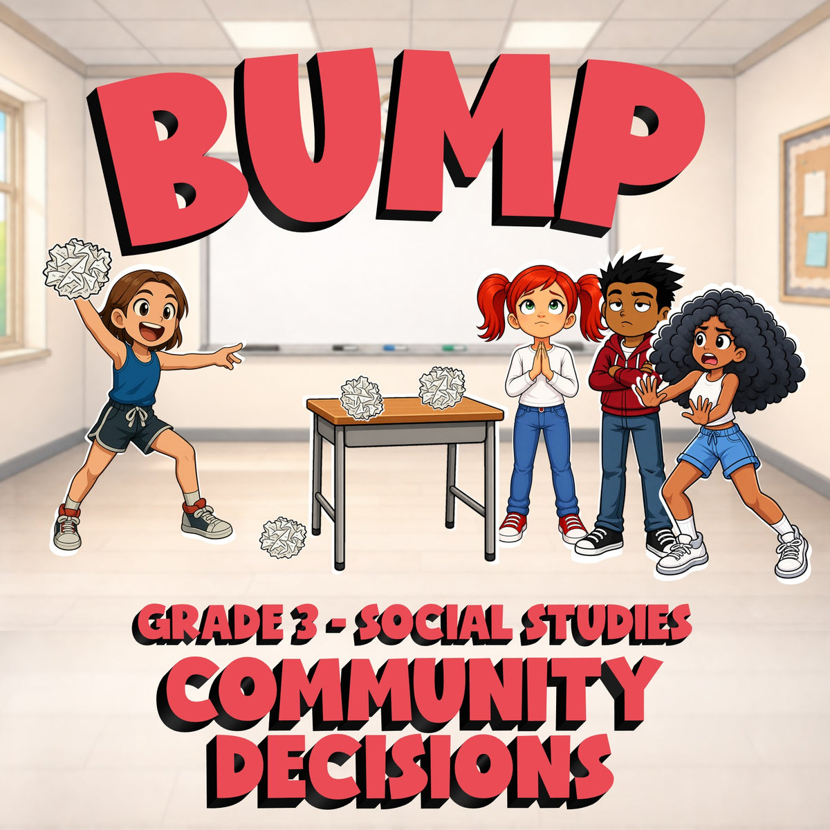 Community Decisions BUMP Socials Game - No Prep Grade 3 Review Activity