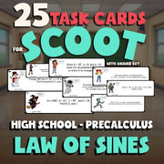 Law of Sines SCOOT TASK CARDS Math Game - No Prep PreCalculus Review Activity